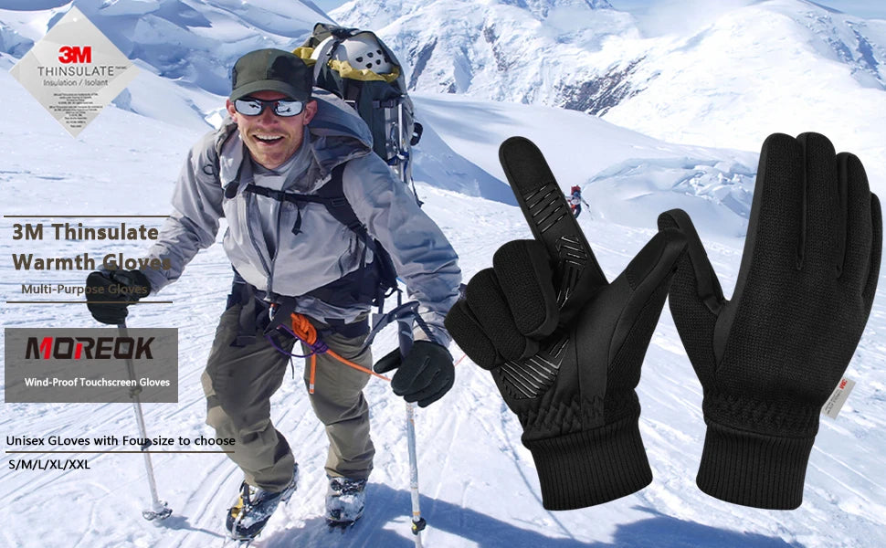 Winter Cycling Gloves Full Finger Windproof 3M Thinsulate Thermal Gloves Touchscreen Snowboard Gloves Non-slip Road Bike Gloves