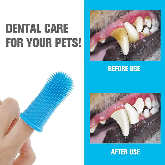 1PC Dog Super Soft Pet Finger Toothbrush Teeth Cleaning Bad Breath Care Nontoxic Silicone Tooth Brush Tool Dog Cat Supplies