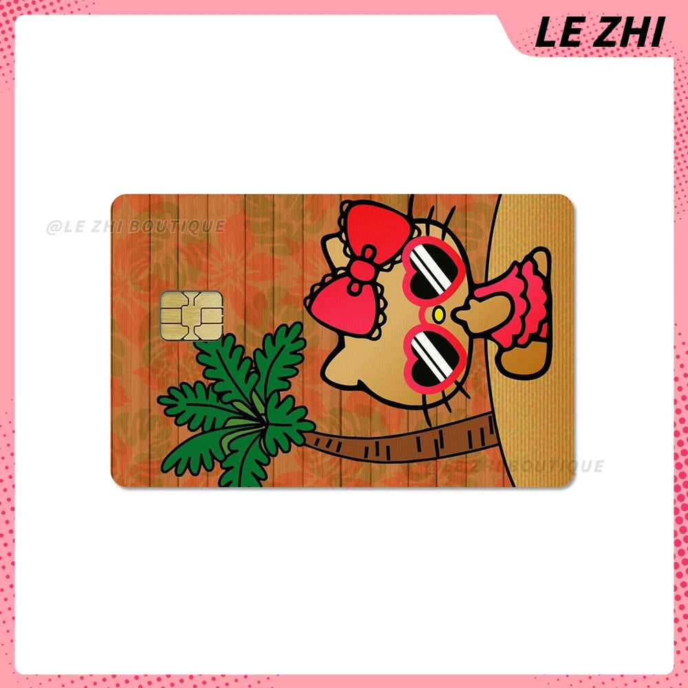 Hawaiian Black Skin Hello Kitty Diy Credit Debit Card Sticker Party Sticker Decoration Waterproof Small Chip Card Skin Sticker