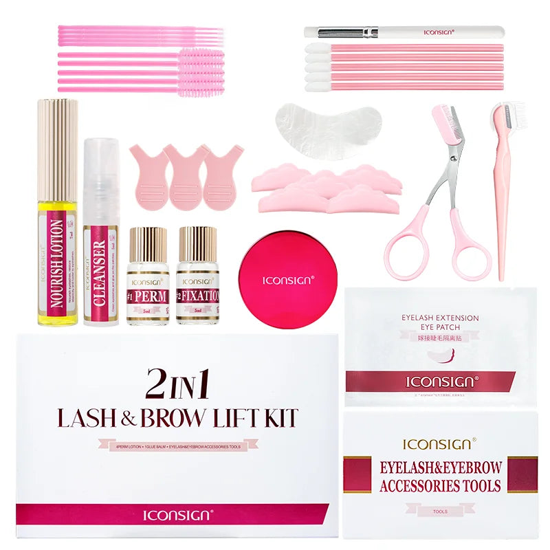 ICONSIGN 2IN1 Professional Fast Perming LASH & BROW Liftng Kit  Lasting 6-8 Weeks Mascara Lifting Eyelashes Enhancer Makeup Tool