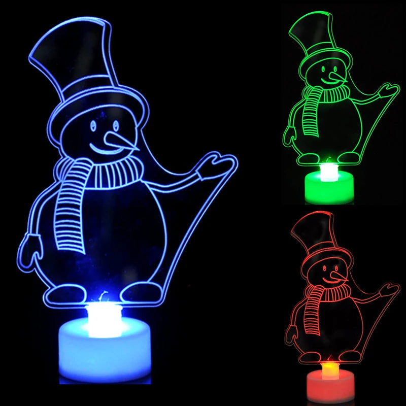 LED Mini Night Lights Colorful Flashing Lights Snowman Lamp Christmas Ornament Birthday Party New Year's Decor Festive Lighting