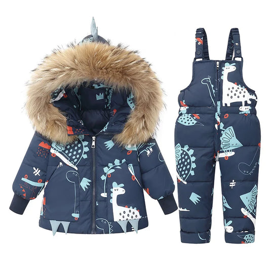 Children Clothing Set Hooded Parka Boy Baby Overalls toddler Girl Clothes Winter Warm Down Jacket Kids dinosaur Coat Snowsuit