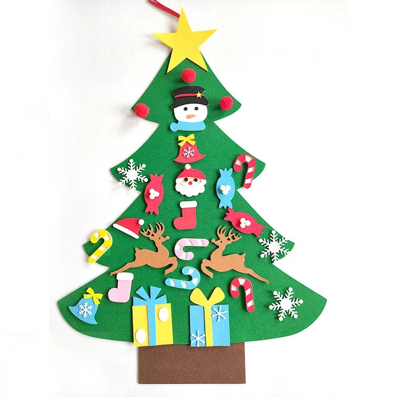 DIY Felt Christmas Tree Christmas Decoration for Home Navidad Noel 2025 New Year Christmas Ornaments Santa Claus Xmas Kids Gifts