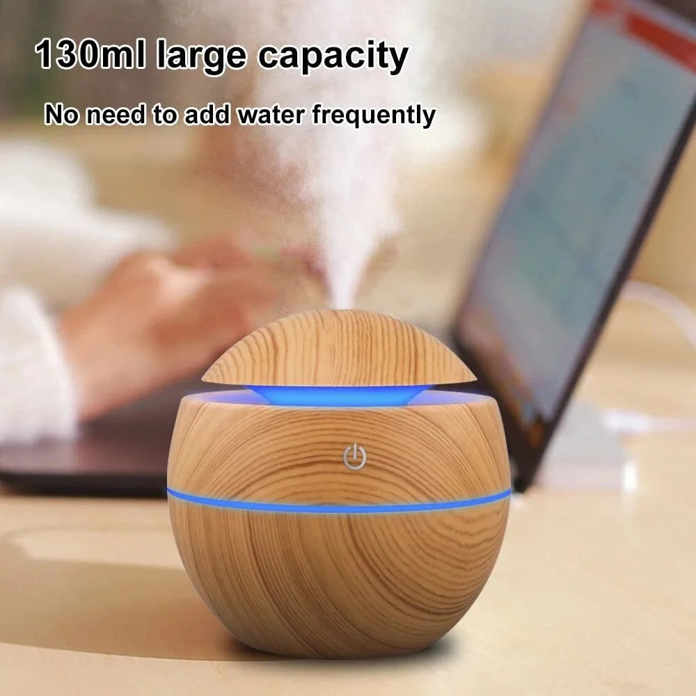 Bulbusbow Humidifier Electric Air Aroma Diffuser Wood Ultrasonic Air Humidifier Essential Oil Aromatherapy Cool Mist Maker for Bedroom