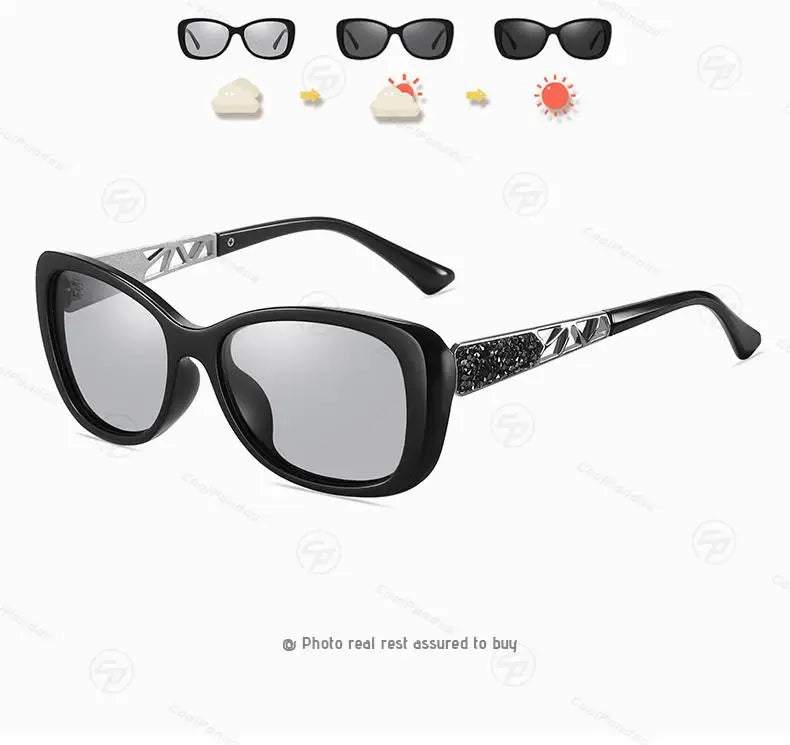 New Luxury Brand Diamond Photochromic Sunglasses Women Polarized Glasses Driving Anti-glare Sun Glasses oculos de sol feminino