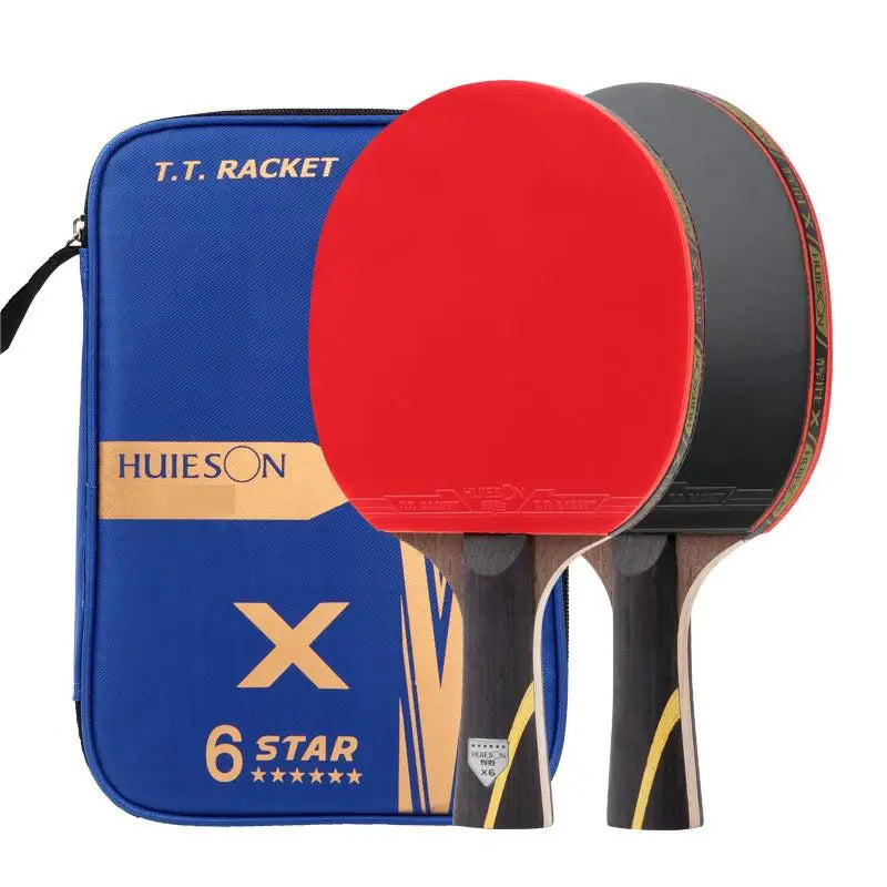 HUIESON 6 Star 2Pcs Carbon Table Tennis Set Super Powerful Ping Pong Raet Bat For Adult Club Training New Upgraded