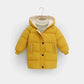 Children's hooded cotton jacket, medium length windproof jacket, warm, cold proof, solid color, winter, new fashionable down jac