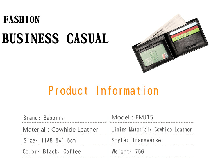 Cow Leather Men Wallets with Coin Pocket Vintage Male Purse RFID Blocking Genuine Leather Men Wallet with Card Holders