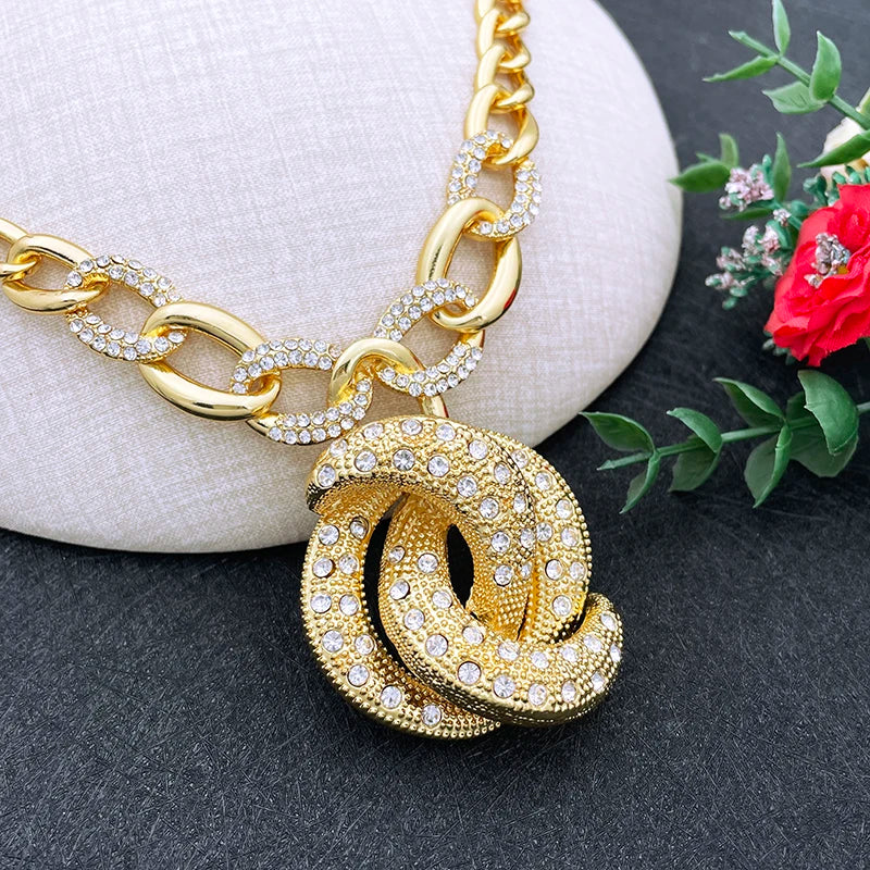 Dubai Nigeria Trending Jewelry Set For Women Luxury Design 18K Gold Plated Necklace Earrings Ring Bracelet Wedding Party Gift