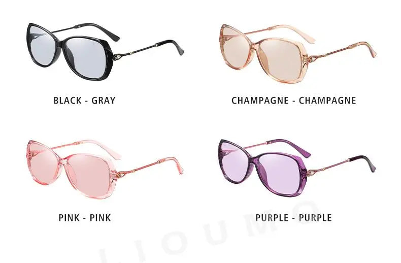 LIOUMO 2023 Elegant Photochromic Women's Sunglasses Polarized Chameleon Lens Luxury Sun glasses Ladies UV400 Lentes de sol Mujer