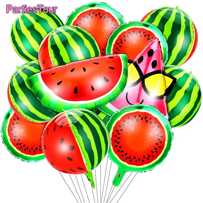 Watermelon Balloons Cartoon Red Green Fruit Helium Balloons Baby Shower Summer Watermelon Theme Birthday Party Decor Supplies