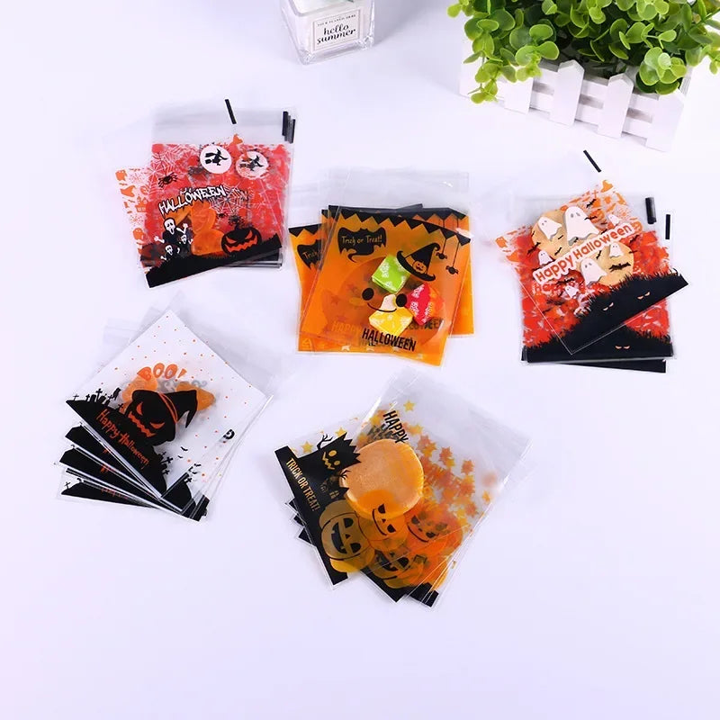 30pc Halloween Gift Bags OPP Biscuit Candy Packaging Bag Ghost Festival Party Gift Snack Ziplock Bag Happy Helloween Party Decor