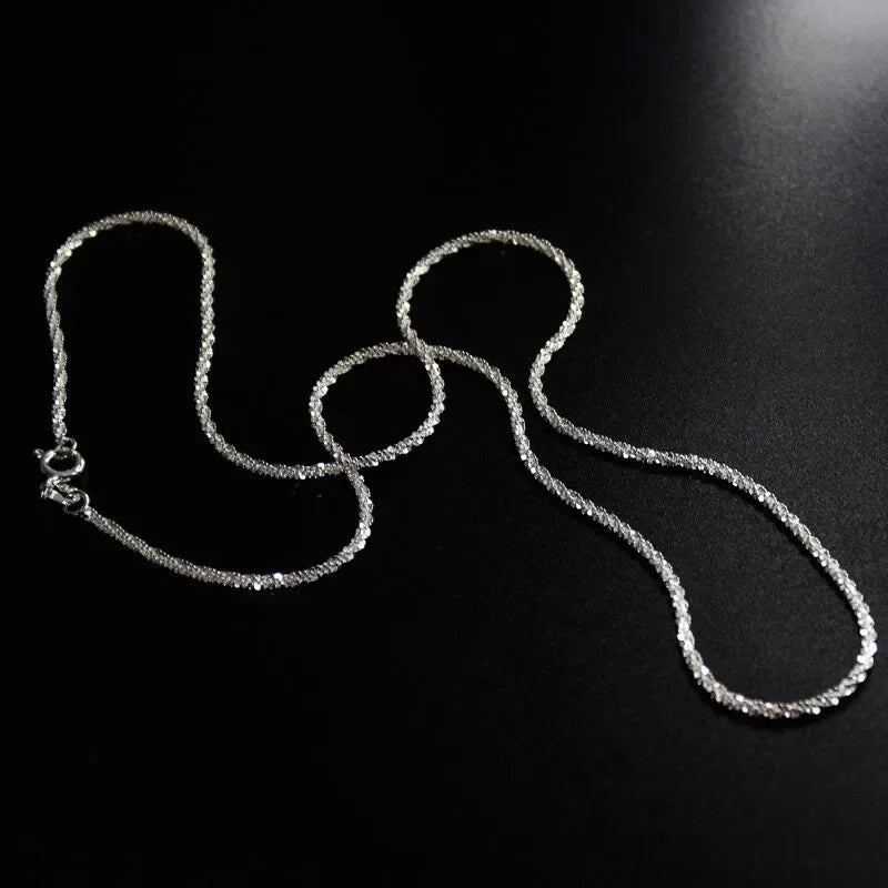 Lihong  Authentic S925 Sterling Silver Necklace 2mm Sparkling Collarbone, Sweater Chain, High Charm Jewelry Gift Women