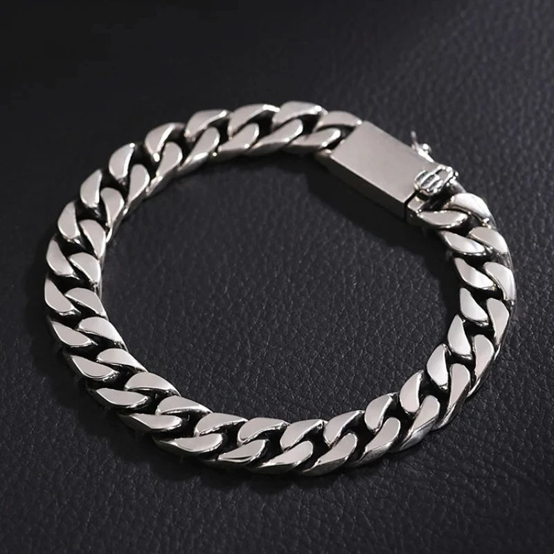 Factory Price 100% S925 Sterling Silver Bracelet 8MM Punk S925 Silver Jewelry Never Fade Men Jewelry Gifts