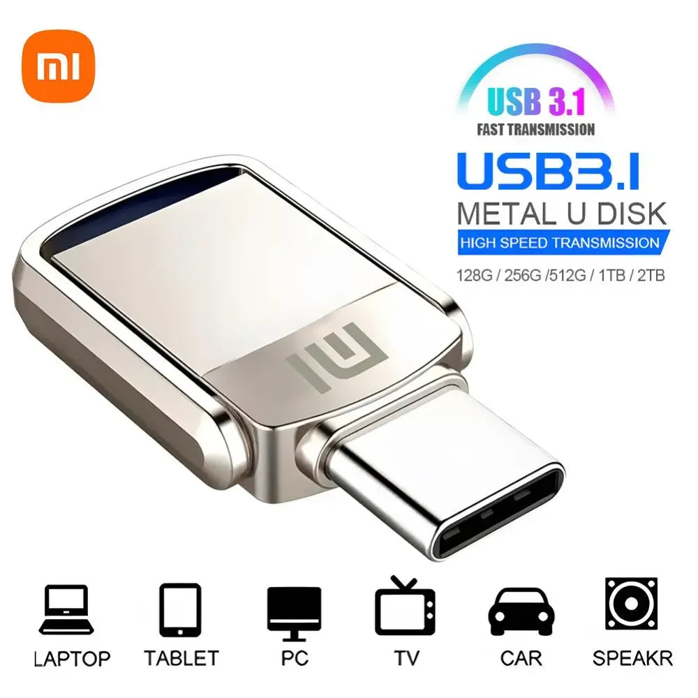 Xiaomi Ultra Dual Drive USB Type-C Flash Drive 2TB USB3.1 Pendrive 1TB 512G 256 128G Metal OTG Memory Stick Android Tablet Phone