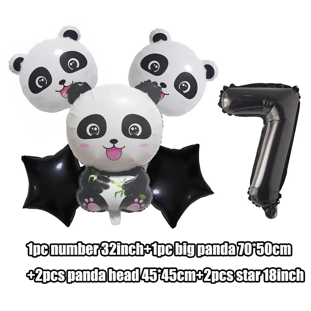 Cartoon Panda Birthday Party Decoration Kit Supplies Panda Bamboo Theme Paper Napkins Plate Cup Balloon Baby Shower for Kids DIY