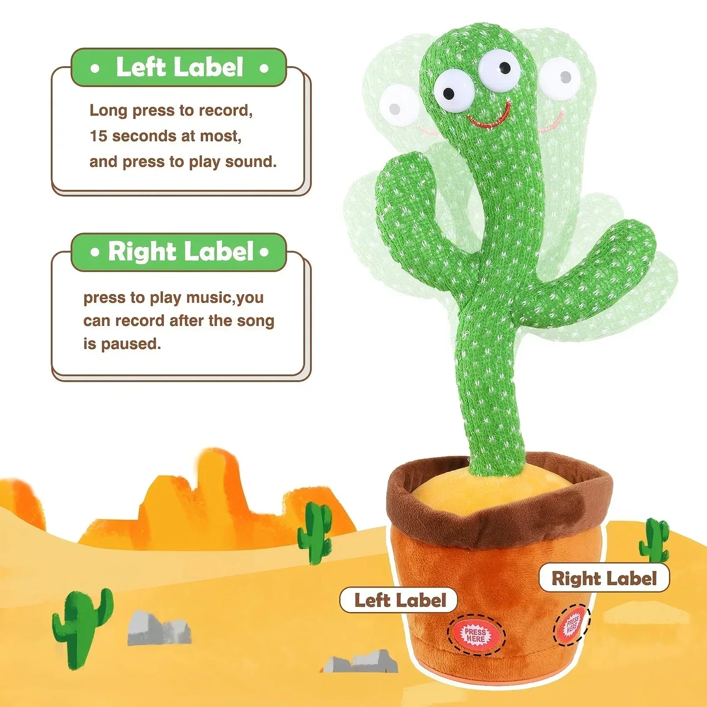 Dancing Talking Cactus Toys Birthday Present Dancing Cactus Electronic Plush Toy Home Decoration for Children Xmas Gifts