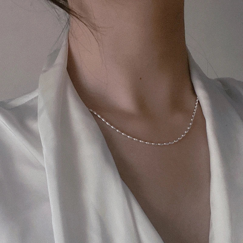 S925 Sterling Silver Necklace Simple Beads Choker Shiny Delicate Collarbone Chain For Girl Wedding Gift Fine Jewelry Wholesale