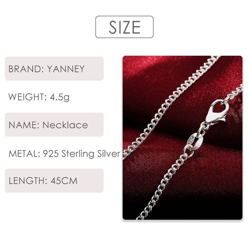 925 sterling silver Necklace For Woman 2MM 16-30 Inches Side Link Chain Necklace Fashion Wedding Gift Charm Jewelry Wholesale