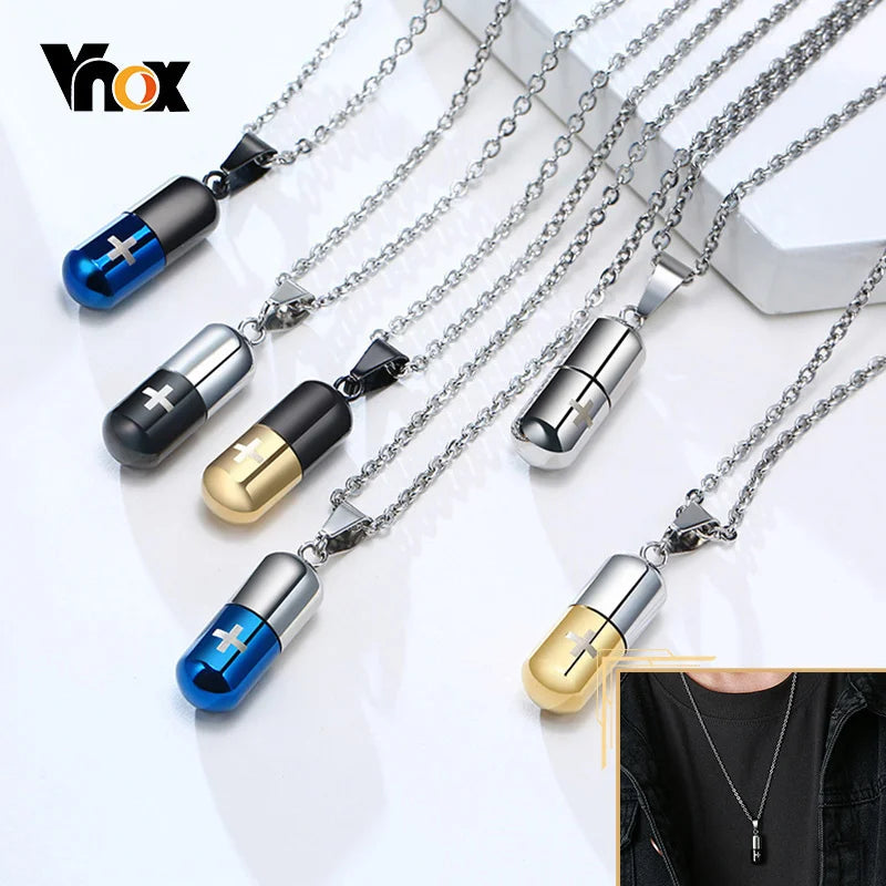 Vnox Hollow Pill Necklace by Bulbusbow