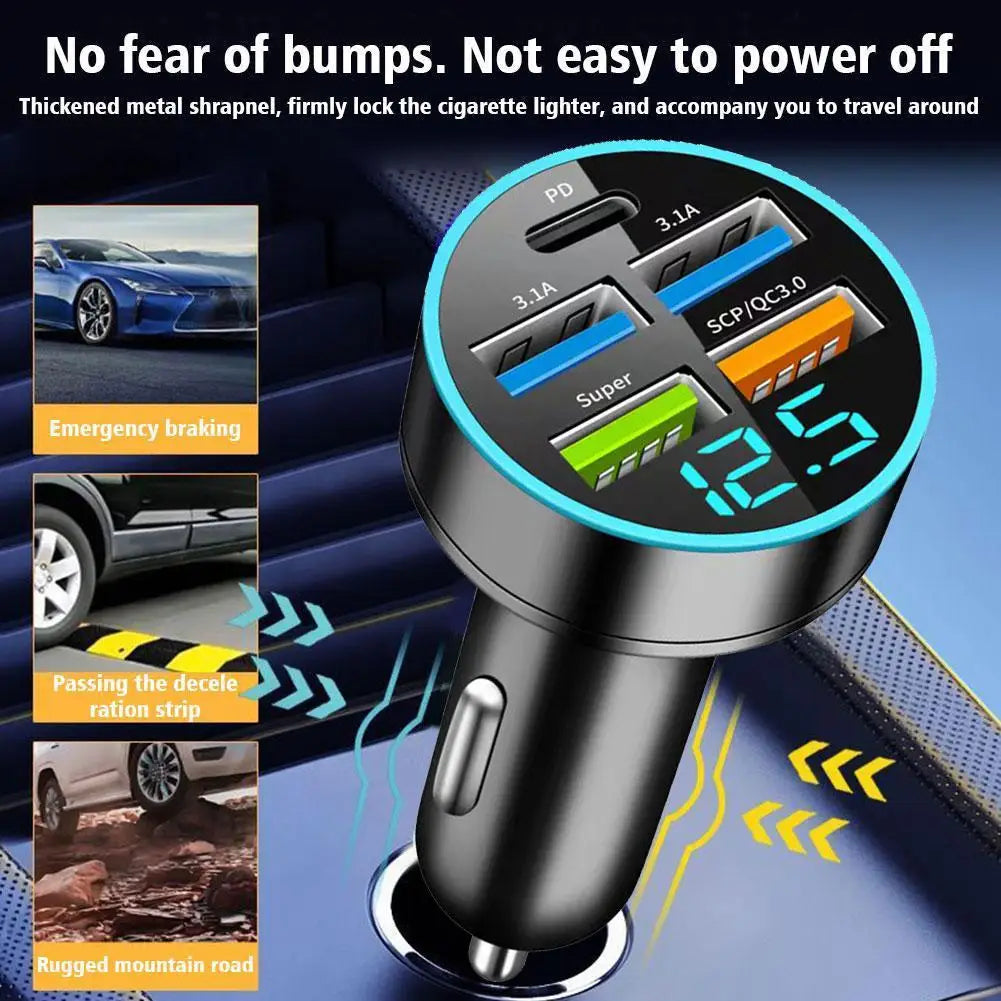 5 Ports USB Car Charge 250W Quick Mini Fast Charging For IPhone 11 Mobile Phone Charger Adapter In Car I6A1