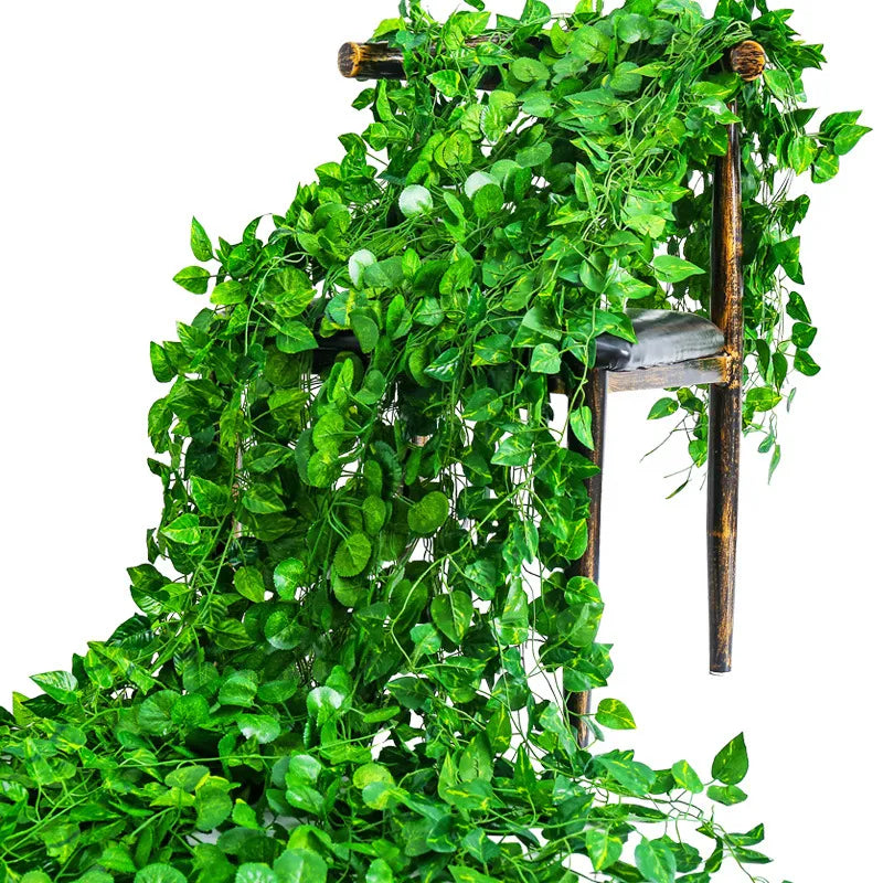 12Pcs/Pack Artificial Ivy Pothos Wall Hanging Decor Fake Plants Liana Vine String Leaves Home Outdoor Garden Wedding Decorations