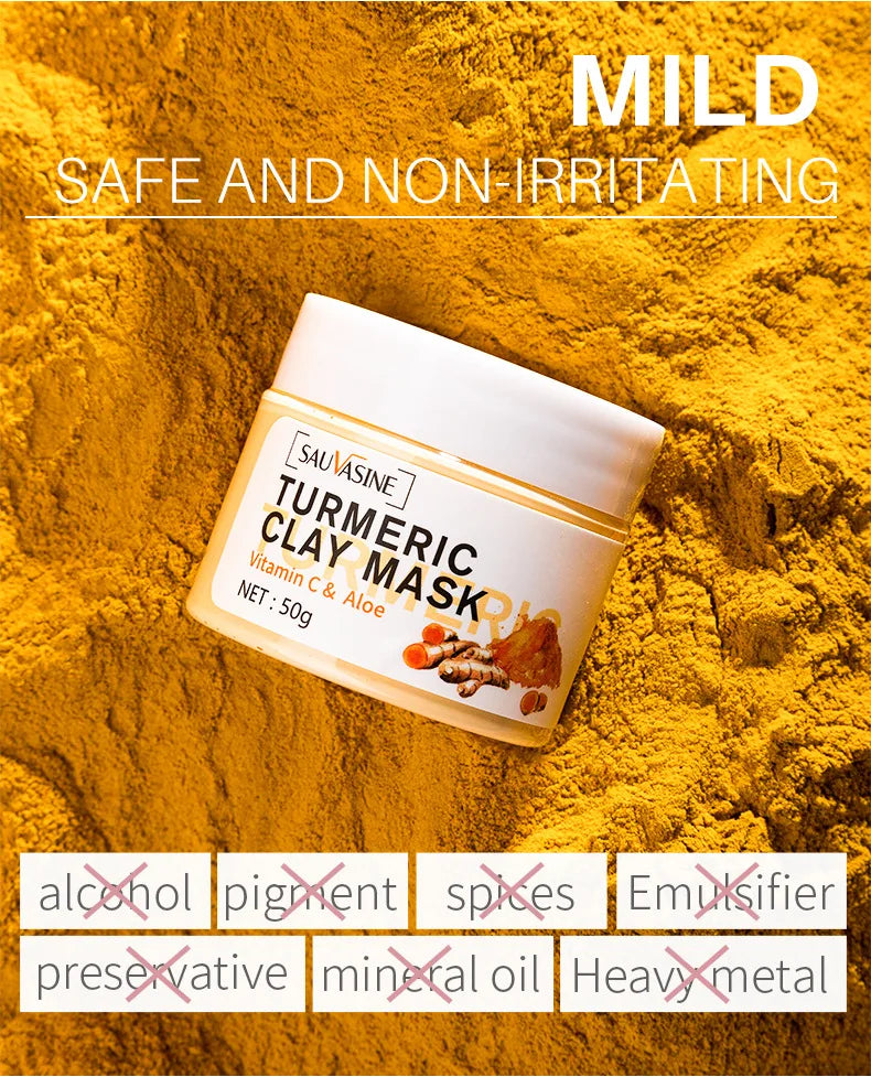 Turmeric Mud Mask Facial Purification Deep Cleansing Brightening Moisturizing Oil Control Beauty Anti-Acne Face Mask Skin Care