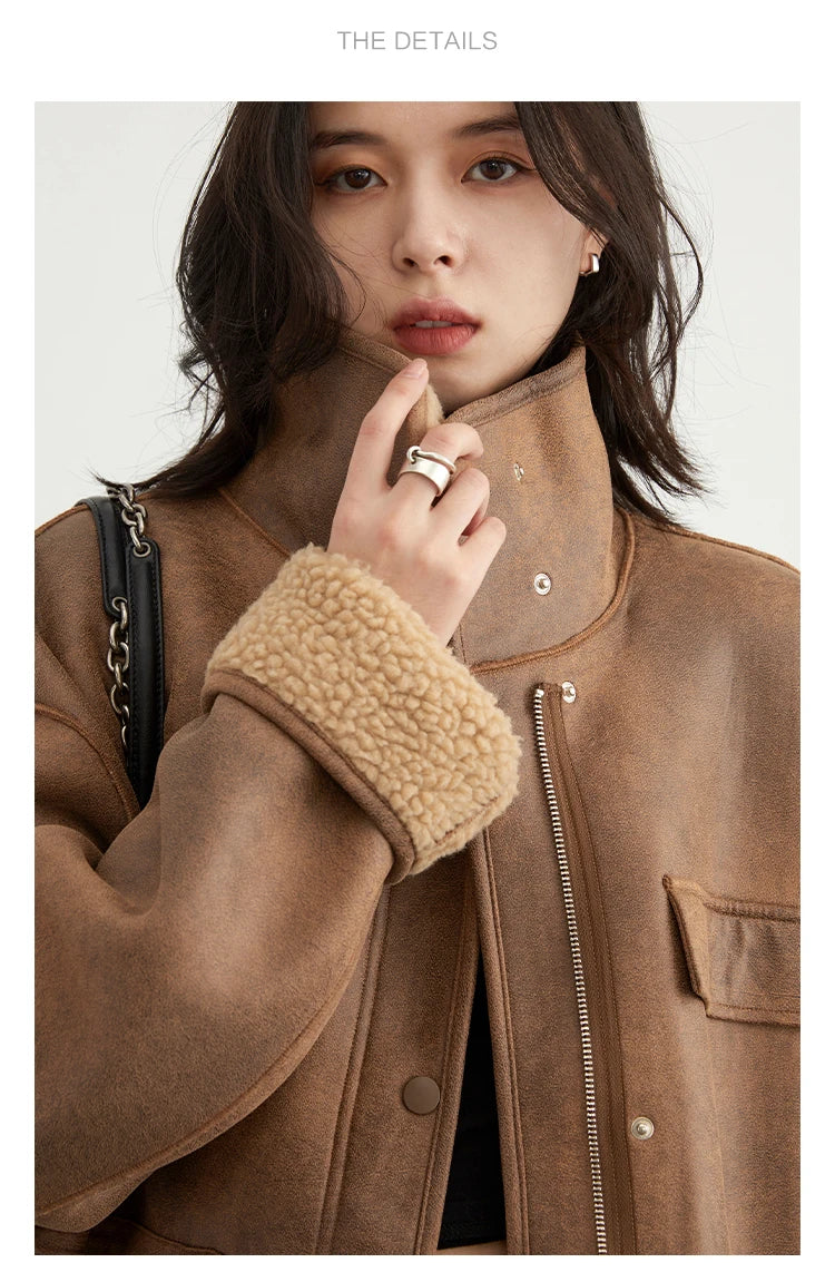 CHIC VEN Women's Jackets Thick Warm Solid Suede Reversible Jacket Motorcycle Outer Coat Loose Female Overcoat Winter Autumn 2023