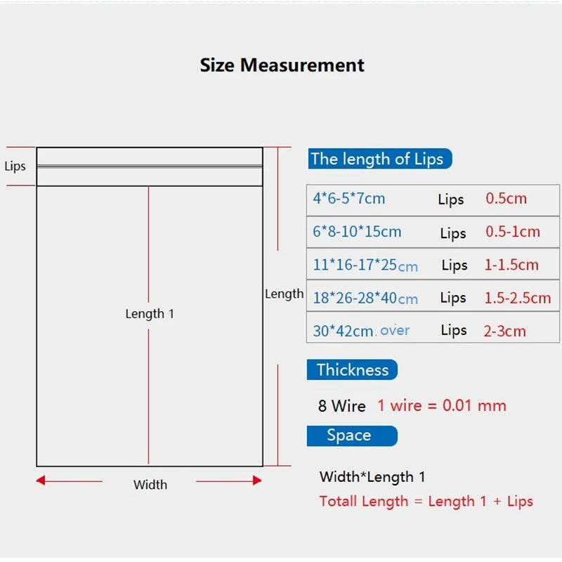 100pcs Zip Lock Plastic Bags Transparent Packaging Poly Small Ziplock Bag Resealable Pouch Clear Jewelry Ornaments Pack 0.08mm