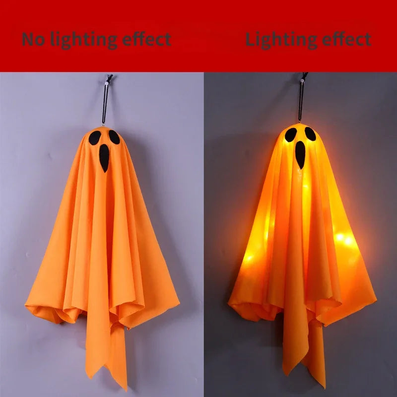 Halloween Party LED Glow Ghost Home Indoor Outdoor Decoration Supplies 2024 Haunted House Bar Hanging Horror Props with Lights