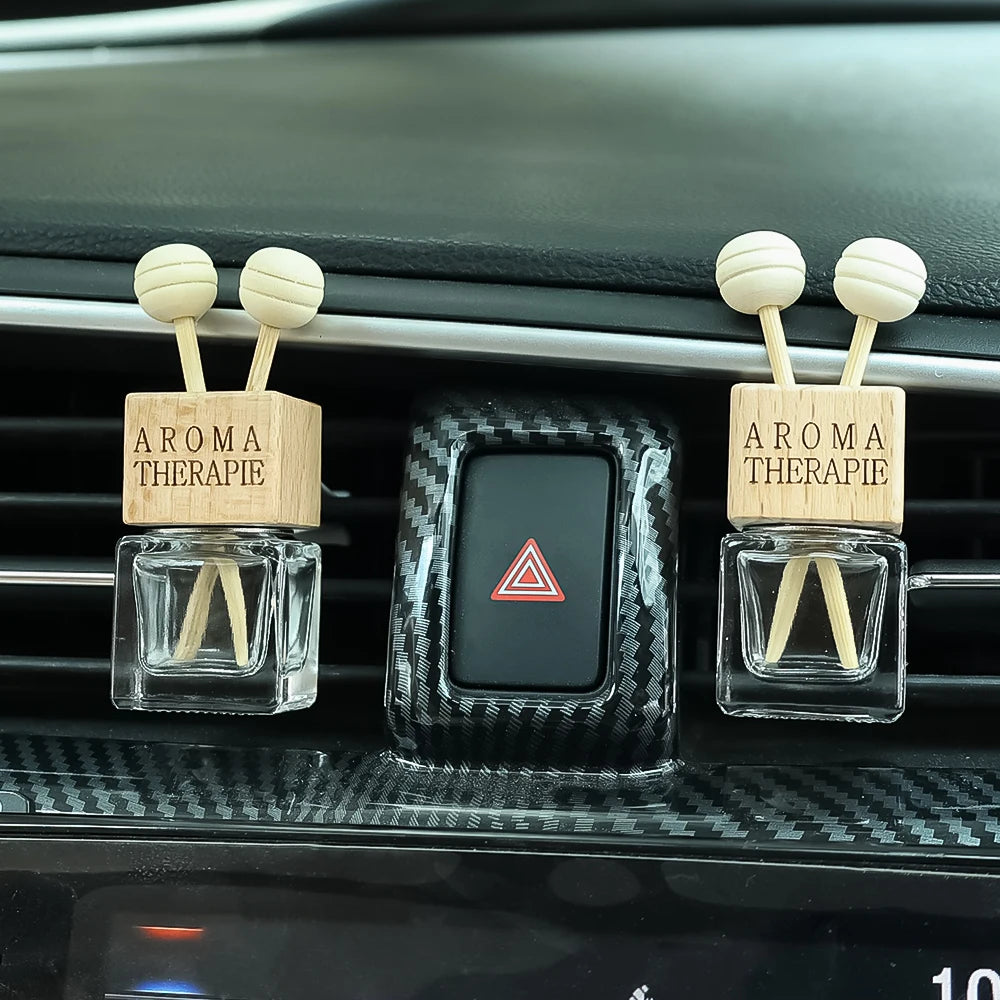 Car Fragrance Empty Glass Bottle Clip Cute Car Air Freshener Bottle Perfume Clip Air Vent Outlet Aromatherapy Auto Accessories