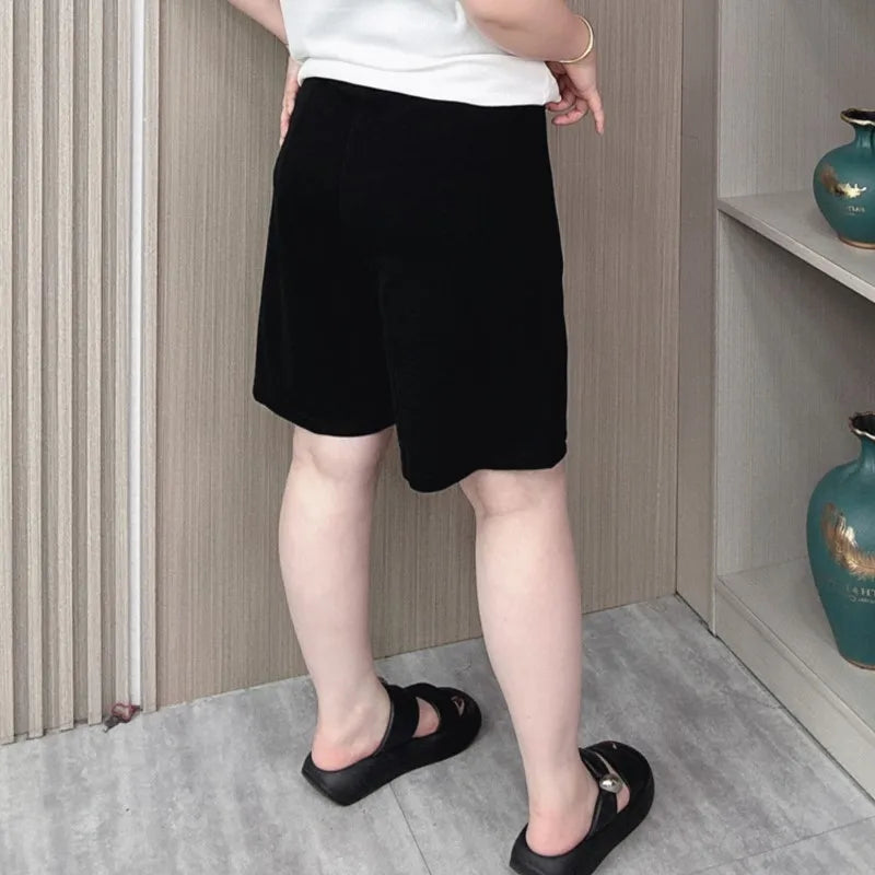 Summer New Wide Leg Shorts Women Plus Size Elastic High Waist Drawstring Loose Thin Casual A-line Hot Pants