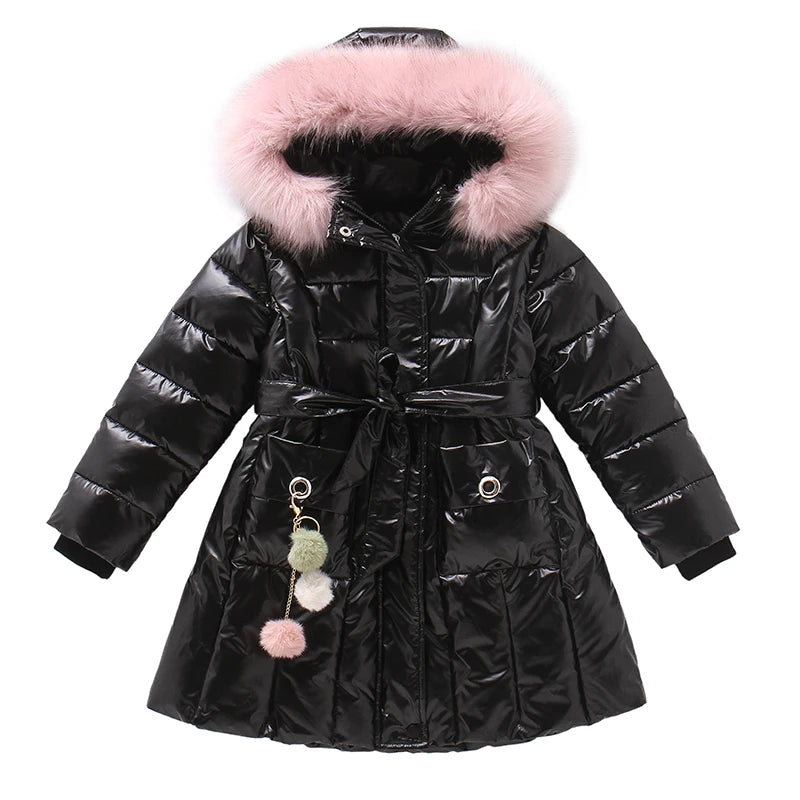 UNITIM 2024 Winter Children Girls Jacket Waterproof Hooded Shiny Thick Girls Outerwear Coat 5-14 Years Kids Teenages Girl Parka