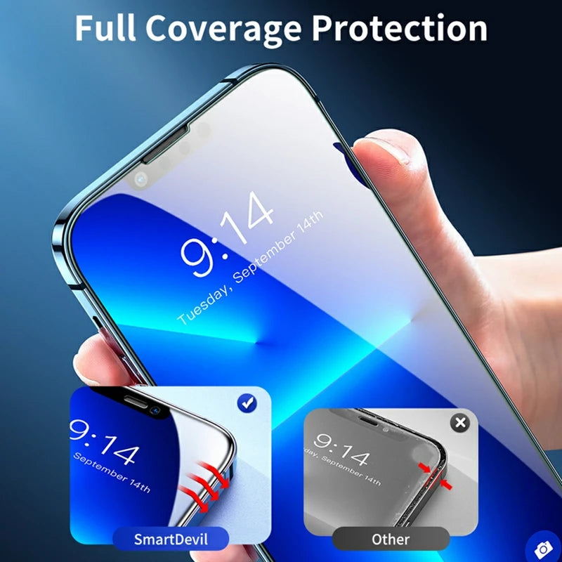 4PCS 60D Full Cover Protective Glass For IPhone 16 15 11 X XR XS MAX 8 Plus Screen Protectors On iPhone 13 12 Mini 14 Pro Glass