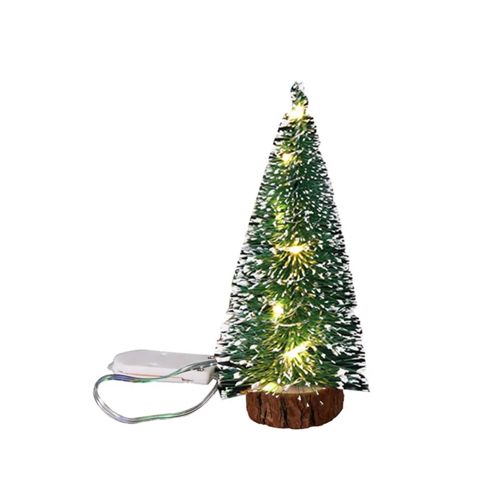 Christmas Green Cedar LED Lights Pine Needle Tree Christmas Decorations Desktop Ornament Gift Mini Christmas Tree Decorations