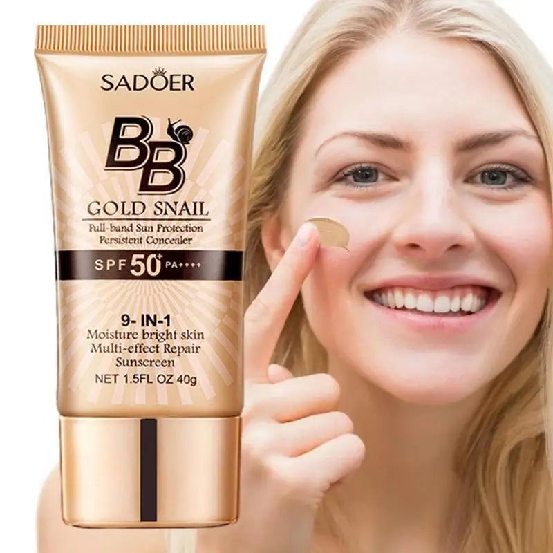 SPF50 Gold Snail Sunscreen BB Cream Liquid Face Base Foundation Whitening BB Cream Foundation Cream Face Makeup Concealer Cream