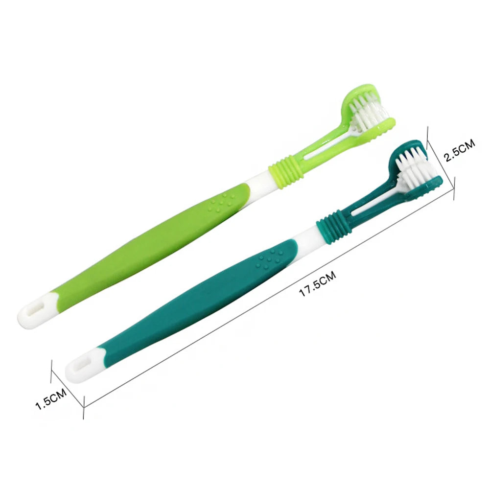 Three Sided Pet Toothbrush Three-Head Multi-angle Toothbrush Cleaning Dog Cat Brush Bad Breath Teeth Care Tool