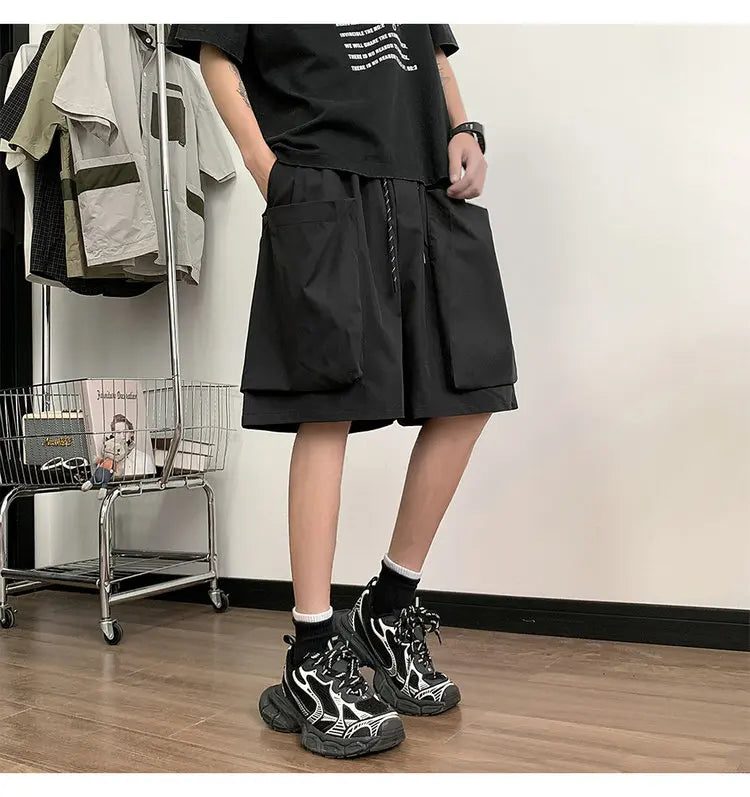 Fashion Men Cargo Short Pants Big Pocket Hip Hop Shorts Male Summer Casual Jogger Bermuda Shorts Men Woman New Streetwear