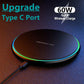 60W Fast Wireless Charger Pad with LED Indicator & Type C Port | Quick Charge for iPhone 14/15/16 Pro Max, Samsung Galaxy S23/S22/S21, Xiaomi