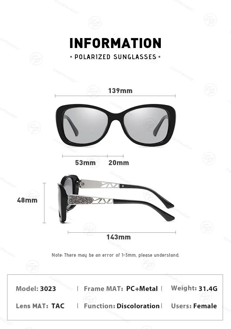 New Luxury Brand Diamond Photochromic Sunglasses Women Polarized Glasses Driving Anti-glare Sun Glasses oculos de sol feminino