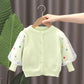 Spring Autumn Baby Girl Sweater Cardigan Cotton Round Collar Tulle Lantern Sleeve Kid Girl Coat Star Newborn Girl Knitwear Coats