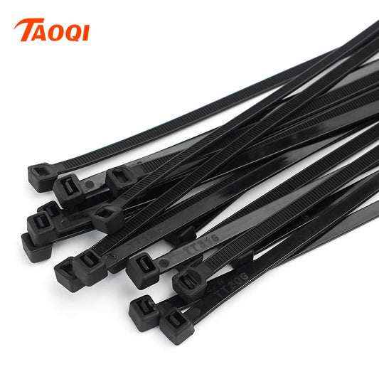 Self-locking plastic nylon tie 100PCS/bag  black Zip wraps strap nylon cable tie set  fastening ring  Loop Wire Wrap