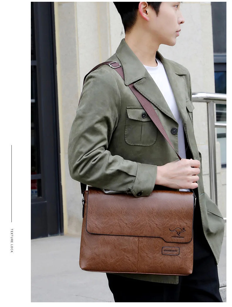 Luxury Brand Men Shoulder Bag For IPAD Leather Business Handbag Men Messenger Bag Large Side Sling Bag Fashion Man Crossbody Bag