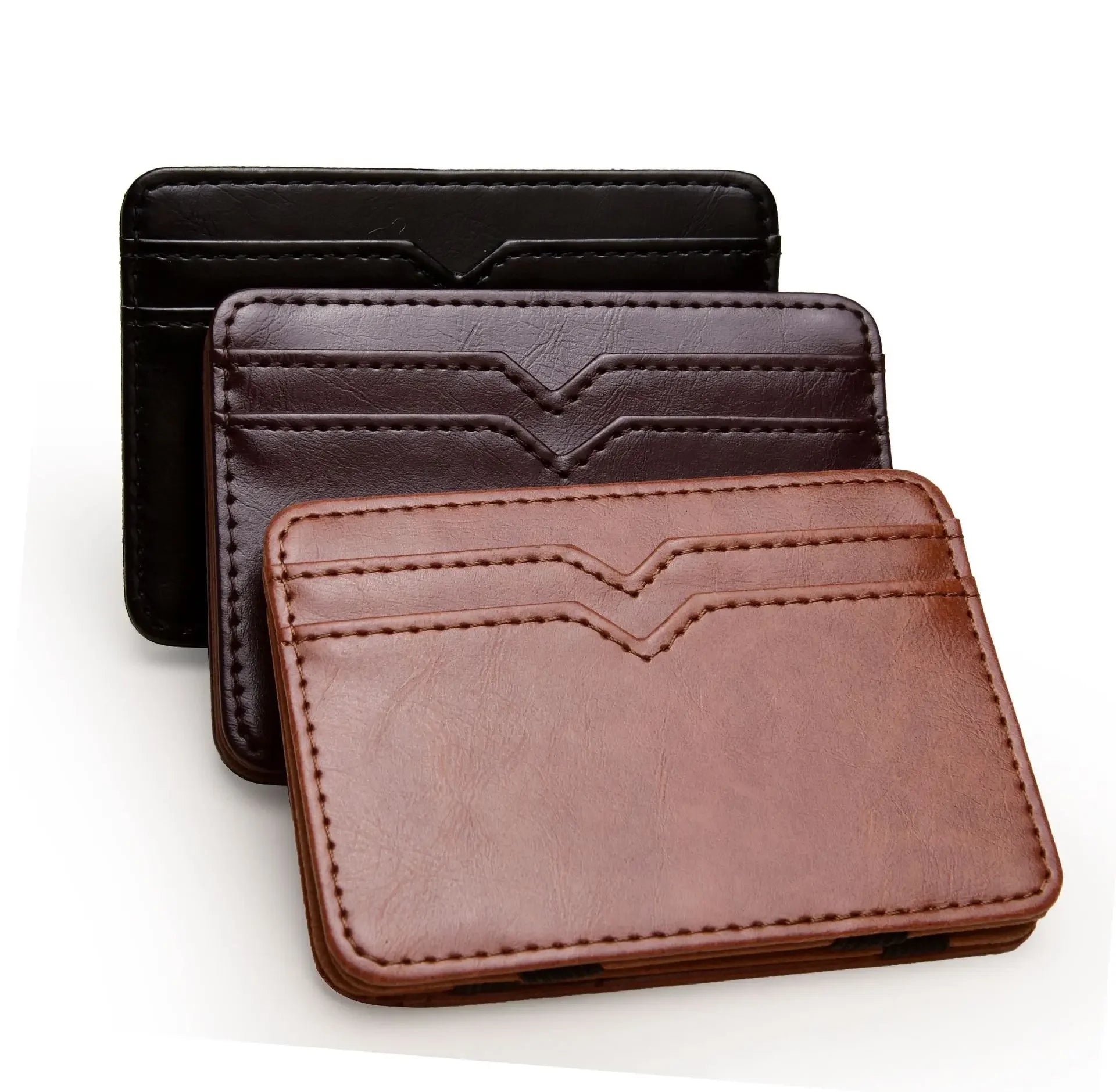 New Fashion Man Small Leather Magic Wallet with Coin Pocket Men's Mini Purse Money Bag Credit Card Holder Clip for Cash