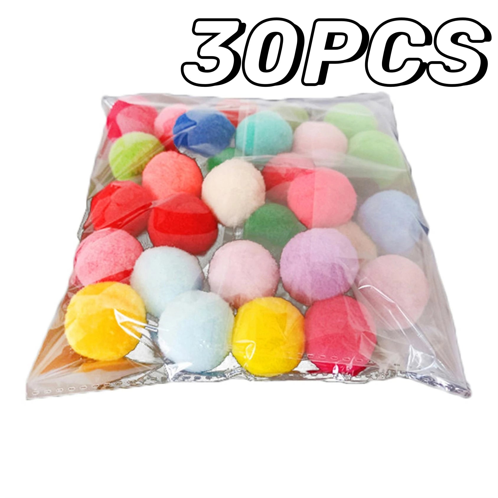 10/20/30Pcs Cats Polyester Plush Balls Interactive Play Training Toy Cat Toy Ball Creative Colorful Interactive Cat Chew Toys