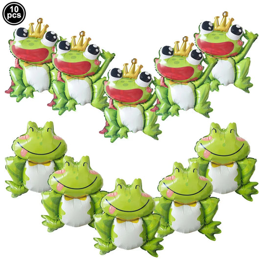 10pcs Green Frog Foil Balloon Cartoon Animal Balloon Horse Cow Balloon Mini Duck Balloon Kids Birthday Baby Shower Decor Supplie