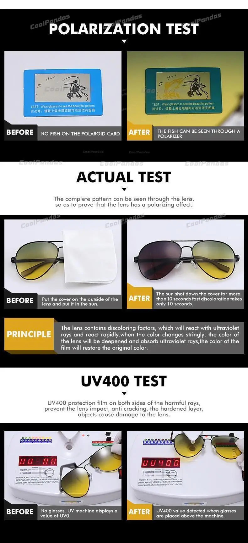 Photochromic Sunglasses Men Polarized Aviation Day Night Vision Glasses for Driving Women Anti-UV Goggle oculos de sol masculino