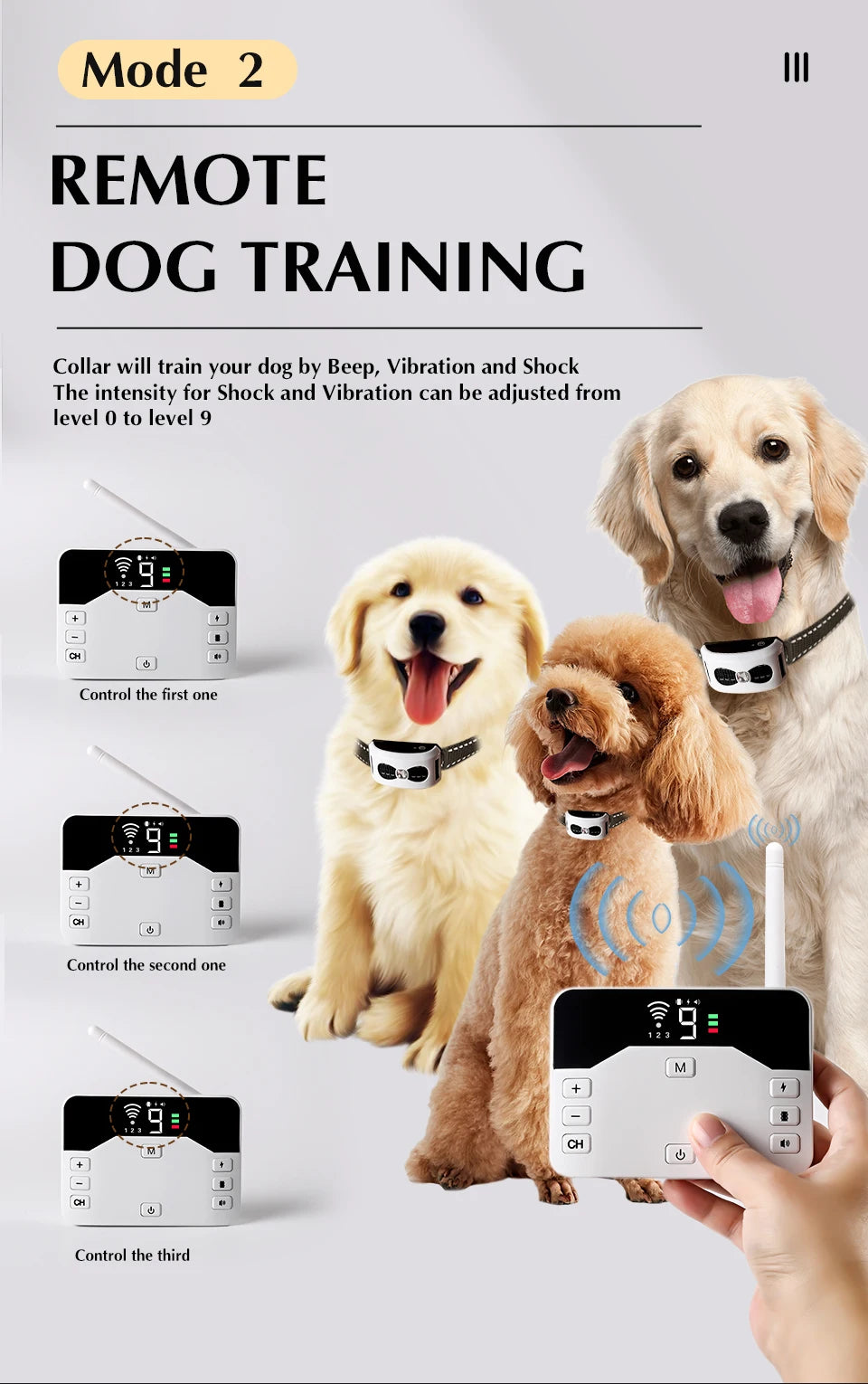 Dog Wireless Electric Fence & Training Collar 2 in 1 Shock Vibration Beep for All Puppy Invisible fence barrier for Pet Safe