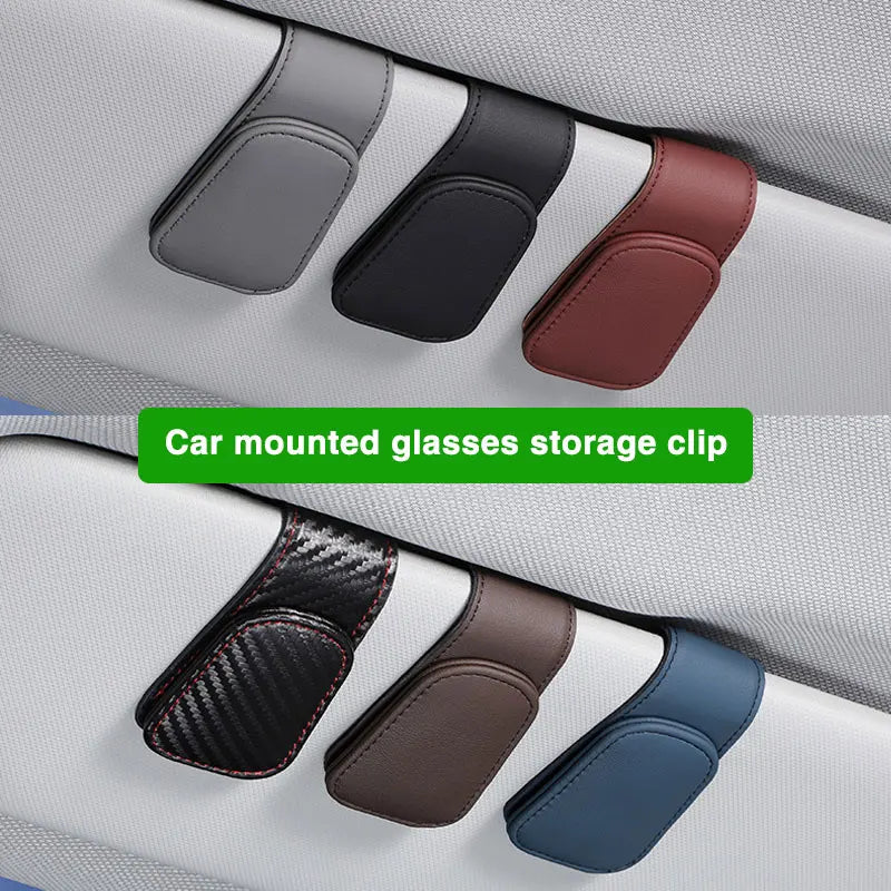 Universal Car Auto Sun Visor Eyeglass Hanger Clip Leather Glasses Holder Magnetic Multi-Function Automobile Accessories Storage