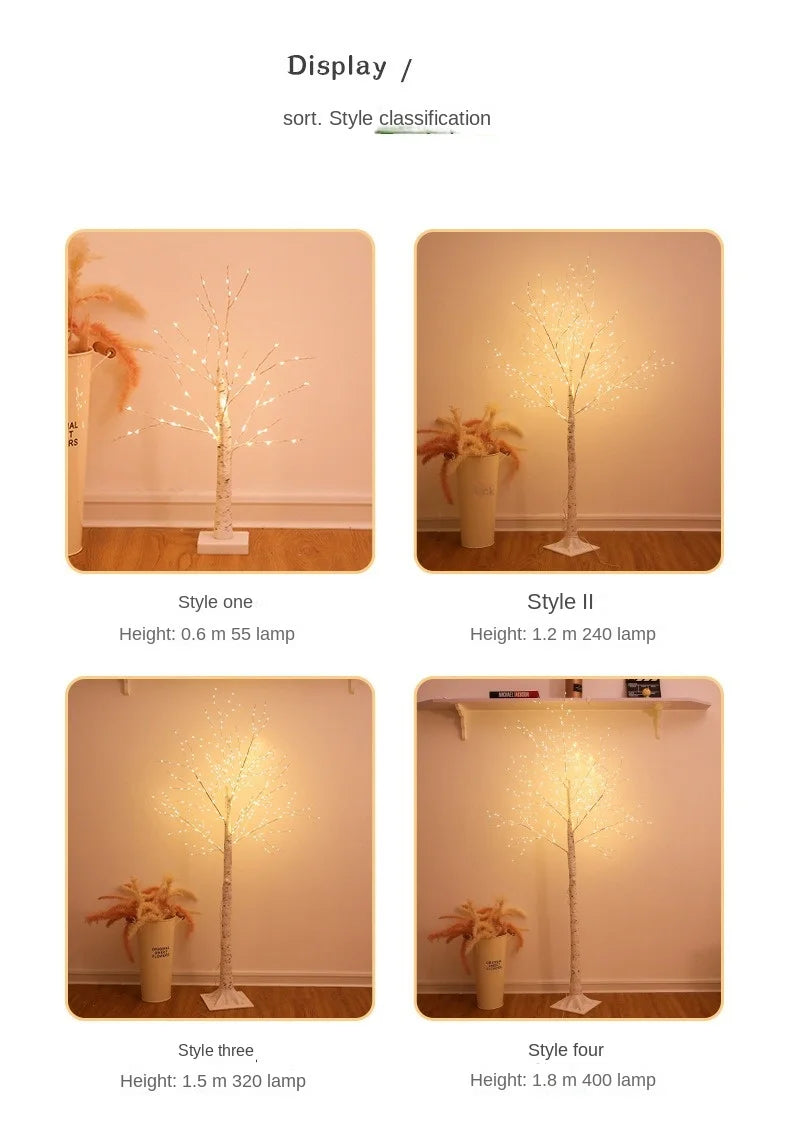 Christmas Decoration LED Birch Tree Bedroom Light for Landscape Luminous Decoration New Year DIY Decor Christmas Tree Party Gift